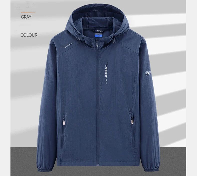 UPF50+ Summer Outdoor Quick Dry Sun-Protective Thin Jacket Men Hiking Fishing Cycling Hooded Gym Sport Ultra Light Windbreaker