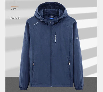 UPF50+ Summer Outdoor Quick Dry Sun-Protective Thin Jacket Men Hiking Fishing Cycling Hooded Gym Sport Ultra Light Windbreaker