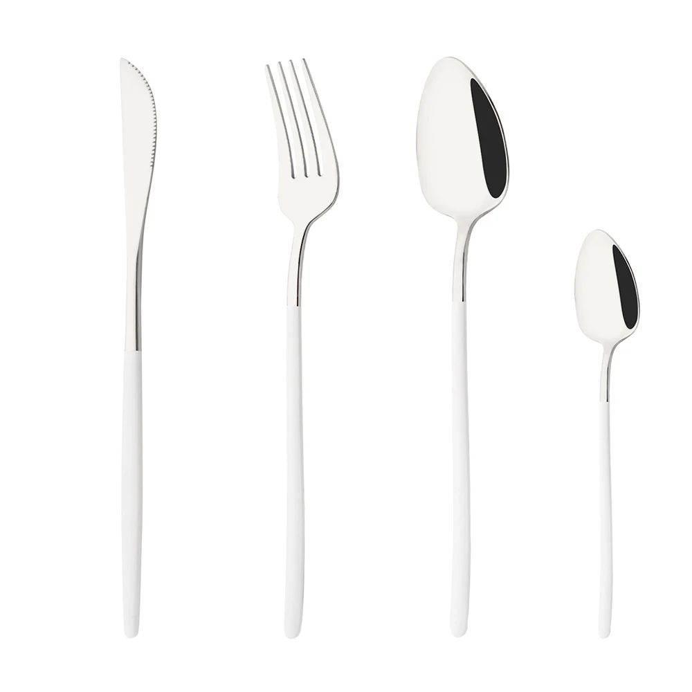 4Pcs Black Gold Dinnerware Tableware Set Mirror Stainless Steel Cutlery Kitchen Knife Fork Spoon Restaurant Wedding Flatware Set