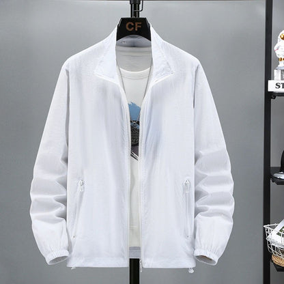 Men Teens Breathable Ultrathin Ultralight Stand Collar Quick Dry Sun-Protective Camping Hiking Jacket Skin Coat Windbreaker