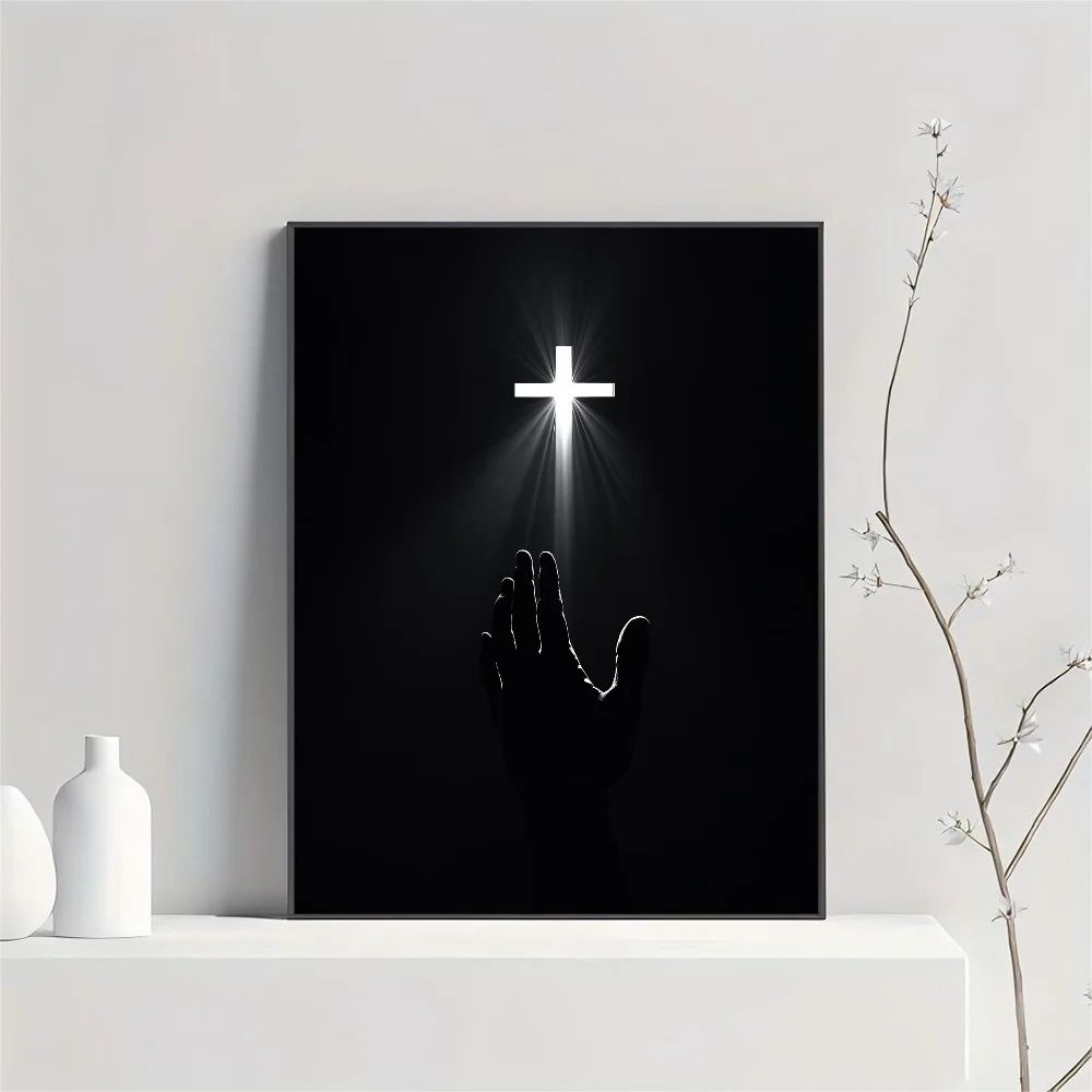 Son of God Jesus Cross Holy Light Wall Art, HD Canvas Print Poster, Suitable for Home, Living Room, Room Decoration Painting