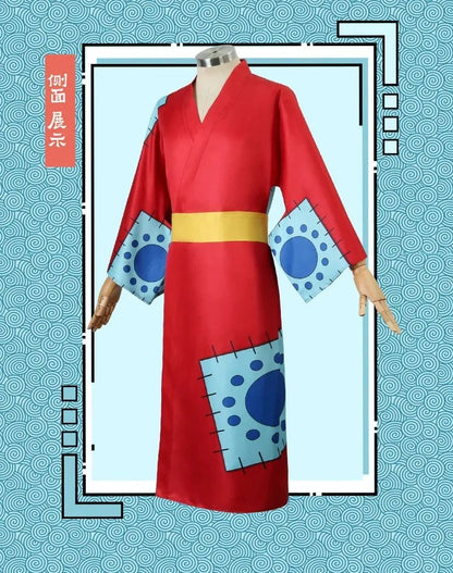 Anime Luffy Cosplay Costume, Wano Country Monkey Cosplay Kimono pour hommes adultes chapeau cardigan rouge, olympiques Halloween