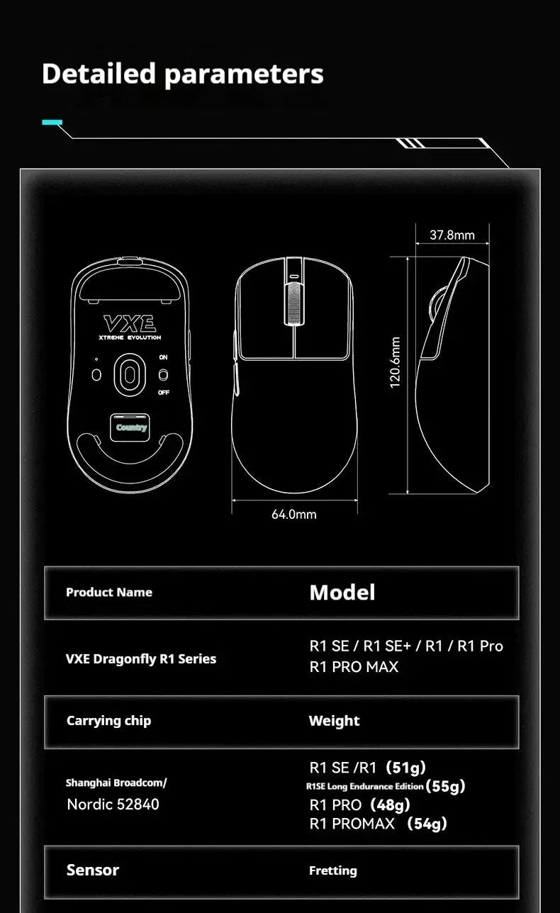 VGN Vxe Dragonfly R1 SE E-Sports Wireless Mouse Game Long Battery Life Paw3395 Lightweight Ergonomic Three-Mode Bluetooth Mouse