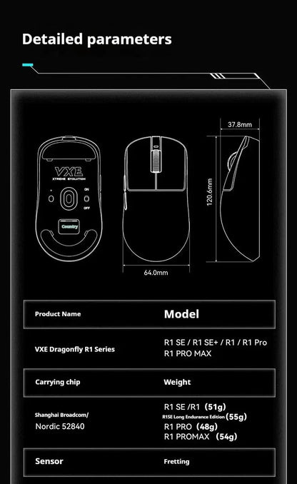 VGN Vxe Dragonfly R1 SE E-Sports Wireless Mouse Game Long Battery Life Paw3395 Lightweight Ergonomic Three-Mode Bluetooth Mouse
