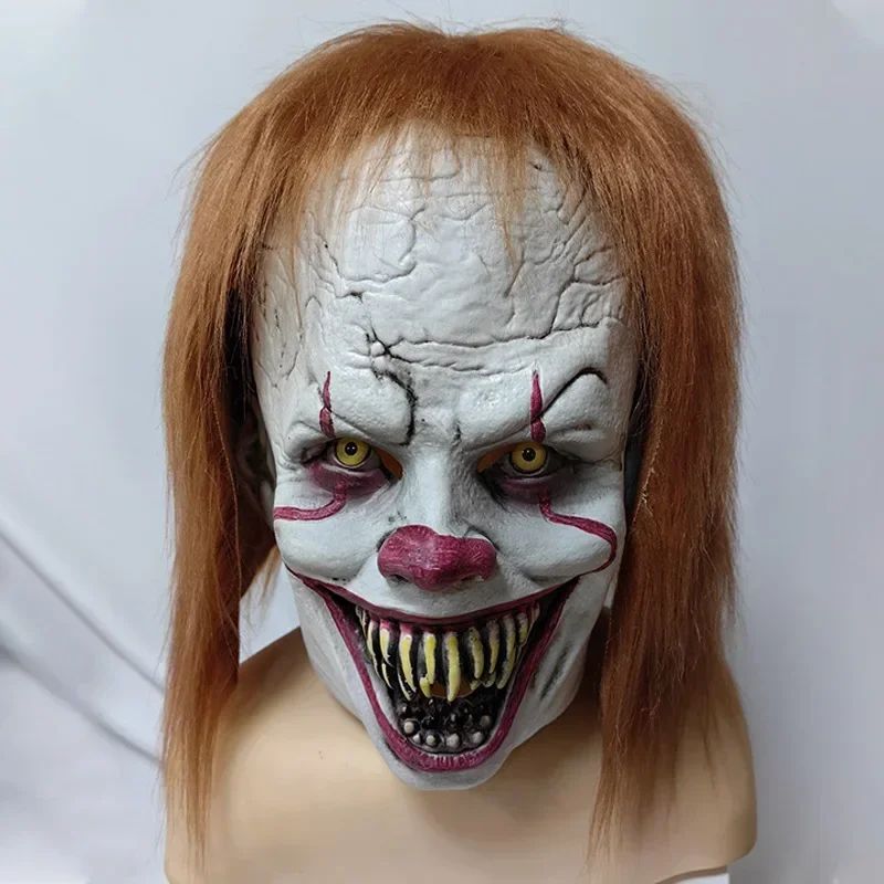 BeauNook Halloween Horror Clown Pennywise Mask Head Set in Europe and The United States New Spirit Clown Latex Mask Mardi Gras