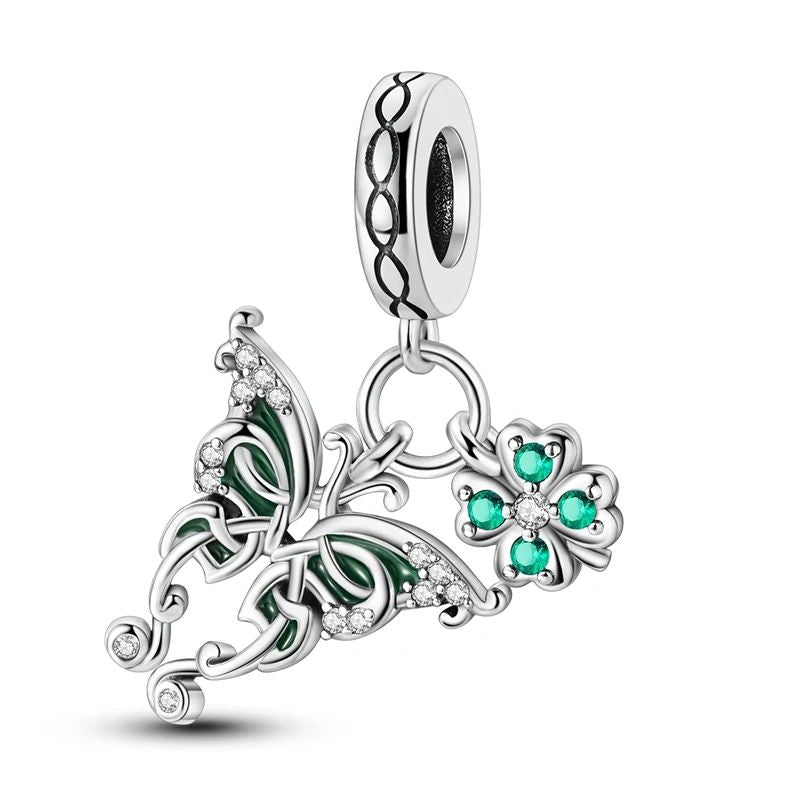 925 Sterling Silver Green Series Flower Tree Apple Pendant DIY Fine Beads Fit Original Charms Bracelet Women Jewelry Diy