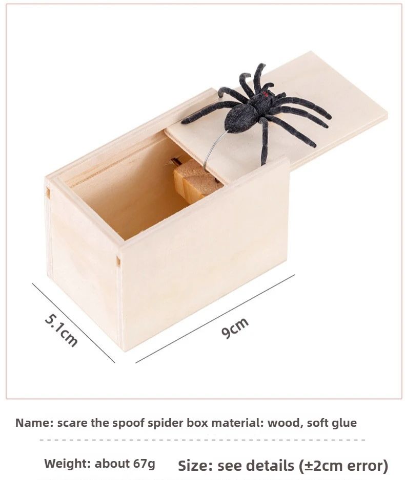 Trick Spider prank Funny Scare Box Wooden Hidden Box Quality Prank Wooden Scare Box Fun Game Prank Trick Friend Office Toys