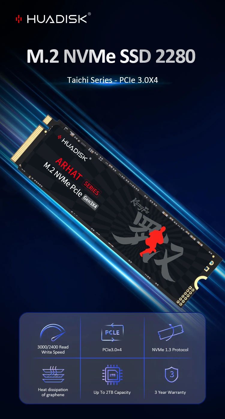 HUADISK M.2 NVMe PCIe SSD 128GB 256GB 512GB Hard Disk M2 NVMe 2280 1TB 2TB Internal Solid State Drive For Laptop Desktop