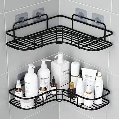 No Drill Bathroom Triangle Corner Shelf Wall Mounted Storage Rack for Kitchen Bathroom Organizer Space Saver