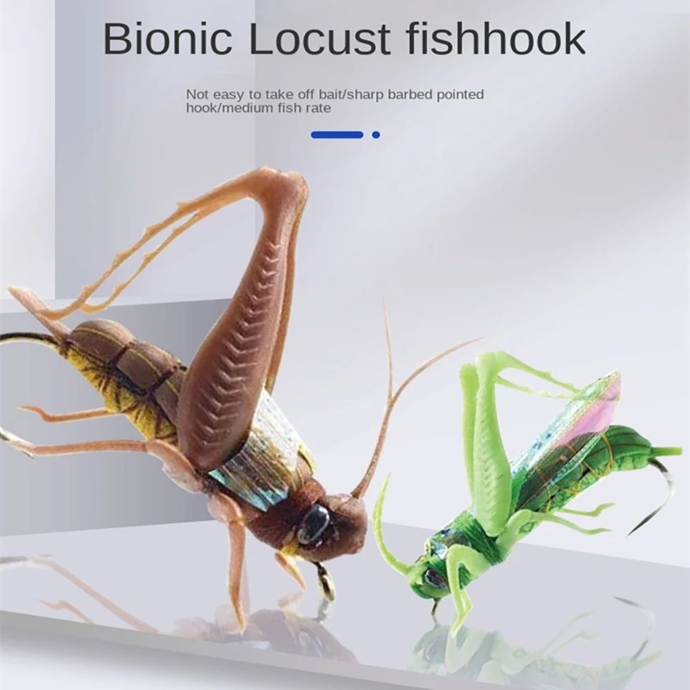 Isca de pesca biônica de inseto gafanhoto artificial isca dura Crankbait Swimbaits artificiais para baixo, carpa, pique, apetrechos de pesca