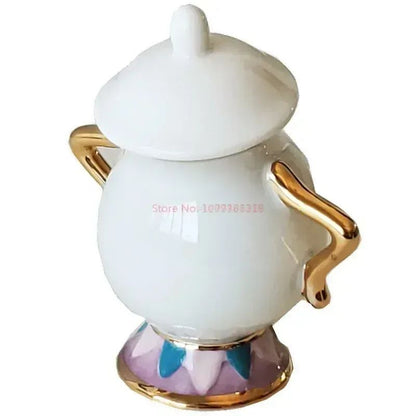 Disney Teapot Cute Cartoon Beauty And The Beast Coffee Pots Mug Mrs Potts Chip Cup Tea Cup Pots One Tea Set Droshipping Desk Gif