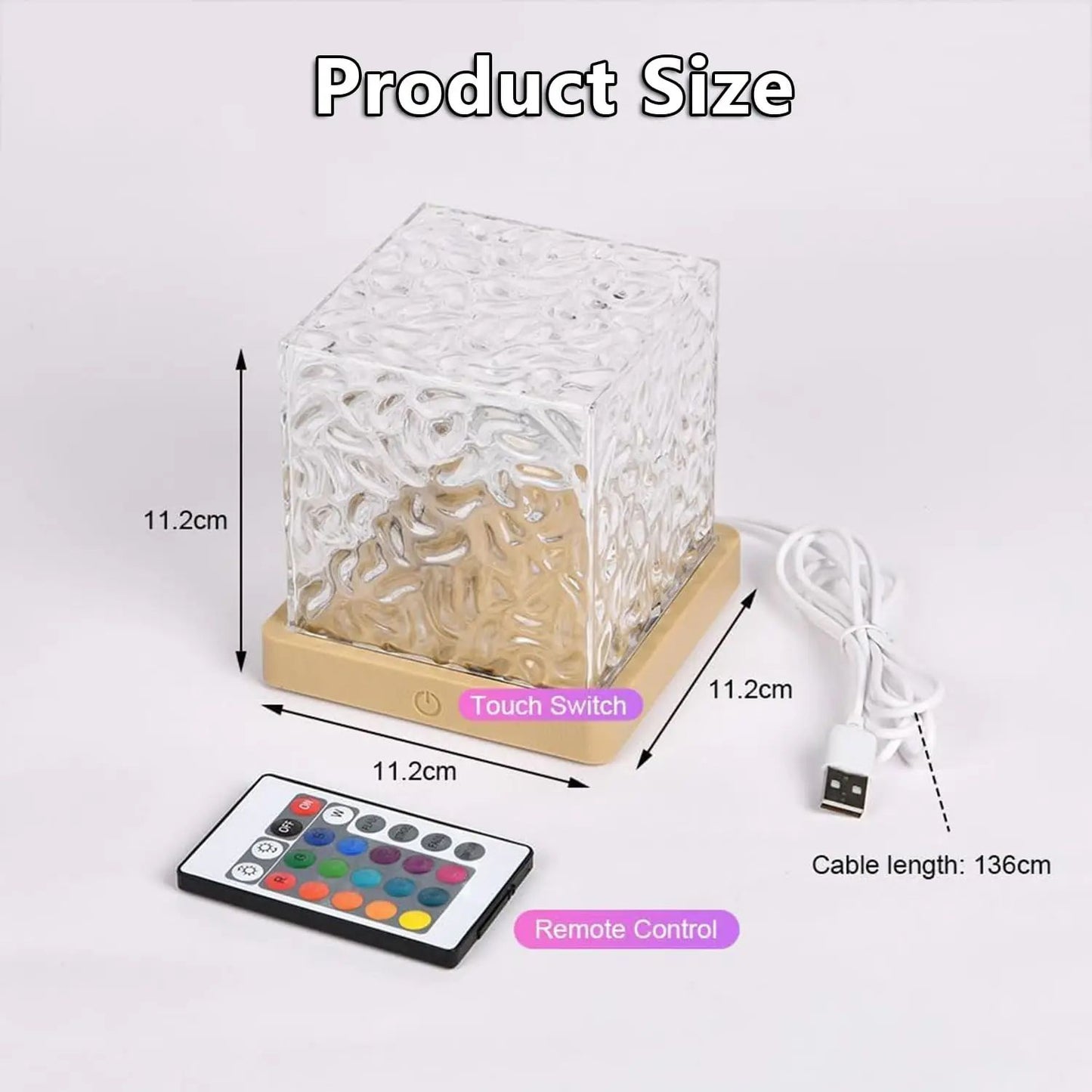 Ocean Wave Aurora Projector Light USB Remote RGB Water Ripple 16 Colors Night Light Home Office Bar Living Room Ambient Light