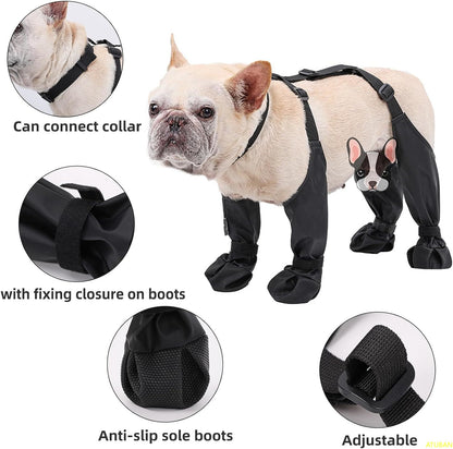 Botas impermeáveis para cães, sapatos antiderrapantes para cães, sola de borracha resistente, protetor de patas de animais de estimação, à prova de sujeira e anti-queda para caminhadas e corridas ao ar livre.