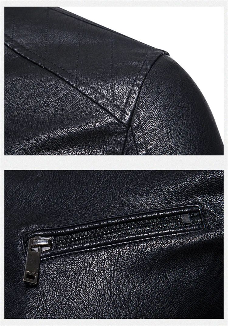 New Men's PU Leather Jacket Motorcycle Style Stand Collar Youth Fashion Outerwear Casual Male Coat Teenage Boy's Biker Vest