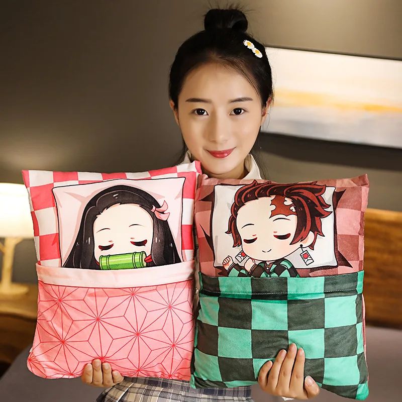 Demon Slayer Plush Stuffed Pillows Kimetsu No Yaiba Dakimakura Cute Anime Throw Pillow Kawaii Doll Tanjirou Nezuko Body Cushion