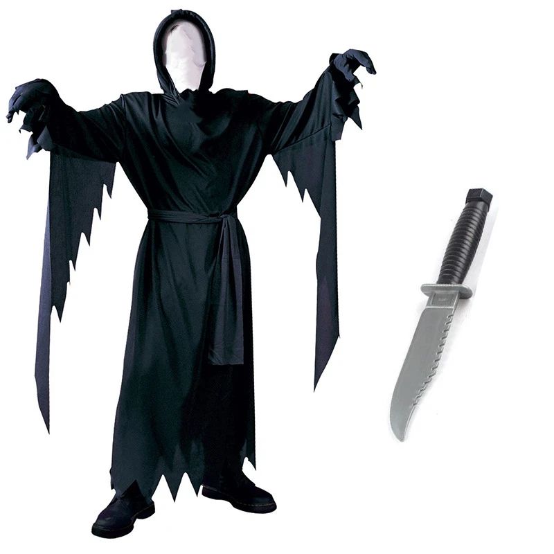 Kids Scream Costume Children Fancy Dress Halloween Party Horror Death Ghostface Costume Boys Teens