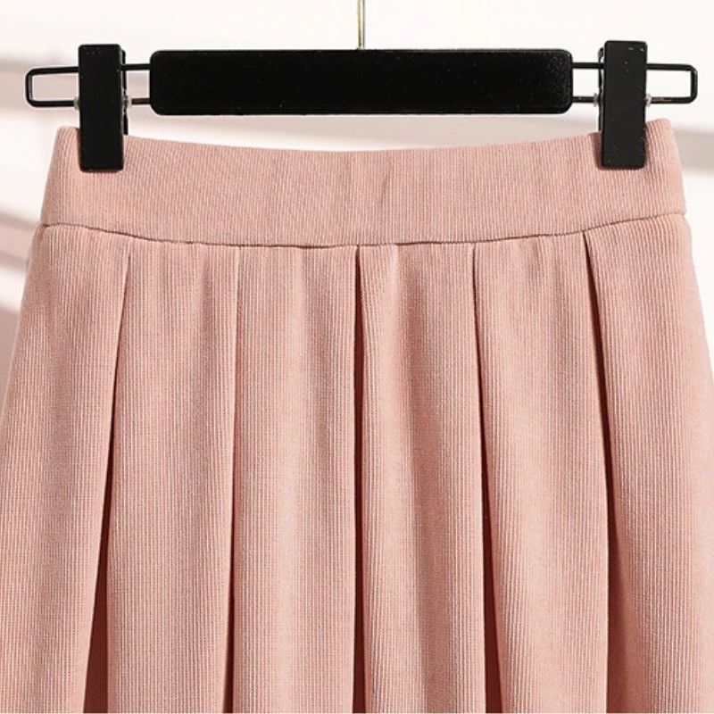 2025 Plus Size Pleated Skirts Solid Versatile Medium Length Skirt A-Line Maxi Gown Cover Autumn Winter New Half-length Skirt