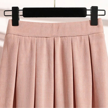 2025 Plus Size Pleated Skirts Solid Versatile Medium Length Skirt A-Line Maxi Gown Cover Autumn Winter New Half-length Skirt