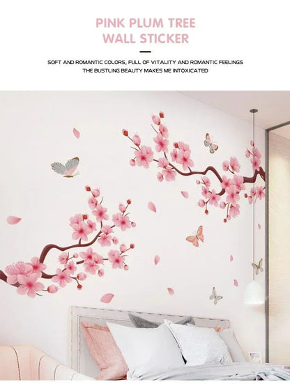 Ink Wall Stickers Wash Peach Blossom For Living Room Bedroom Home Flower Background Wall Decor Self-adhesive Sticker Wallpaper