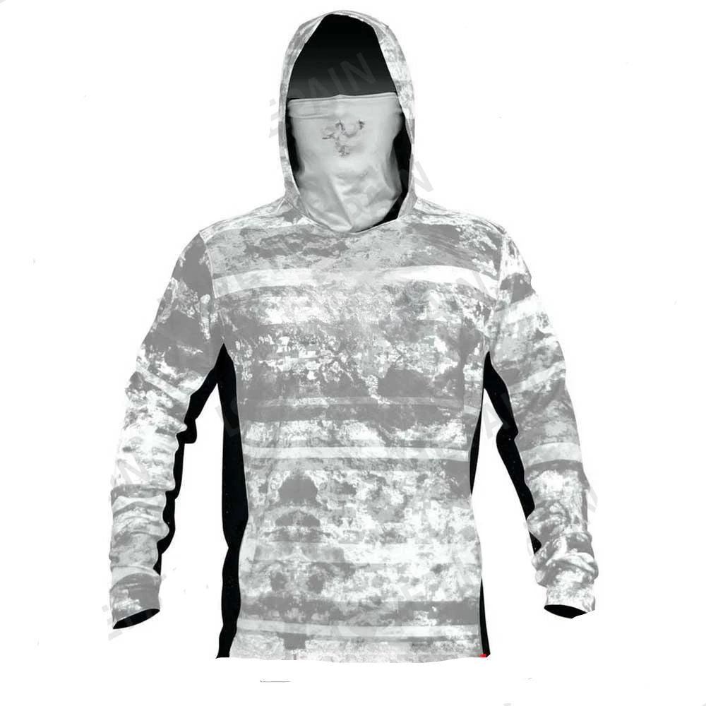 Camisas de pesca infantis Upf 50+ Camisa de pesca de manga longa com máscara, protetor de pescoço e capuz que mantém a cabeça e o rosto aquecidos para atividades ao ar livre, caminhadas e corridas