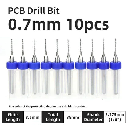 Broca PCB 10pcs Conjunto de Brocas Micro Diâmetro de Aço Tungstênio 1/8" Cabo Fixo Mini Broca CNC 0.1-3.175mm