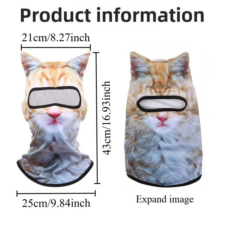 3D Cat Mask Dog Tiger Cosplay Balaclava Motorcycle Full Face Hood Mask Skiing Hat Helmet Cute Headgear Hat Halloween Party Masks