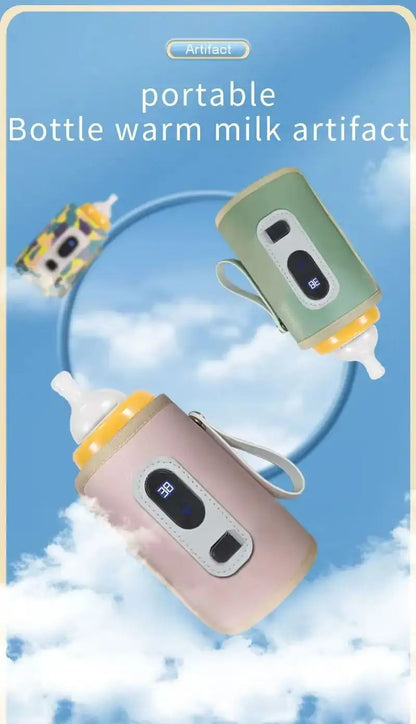 Portable Baby Bottle Insulation Sleeve, Baby Milk Insulation Device with LCD Screen, USB Insulation Bottle for Car Travel, Porta