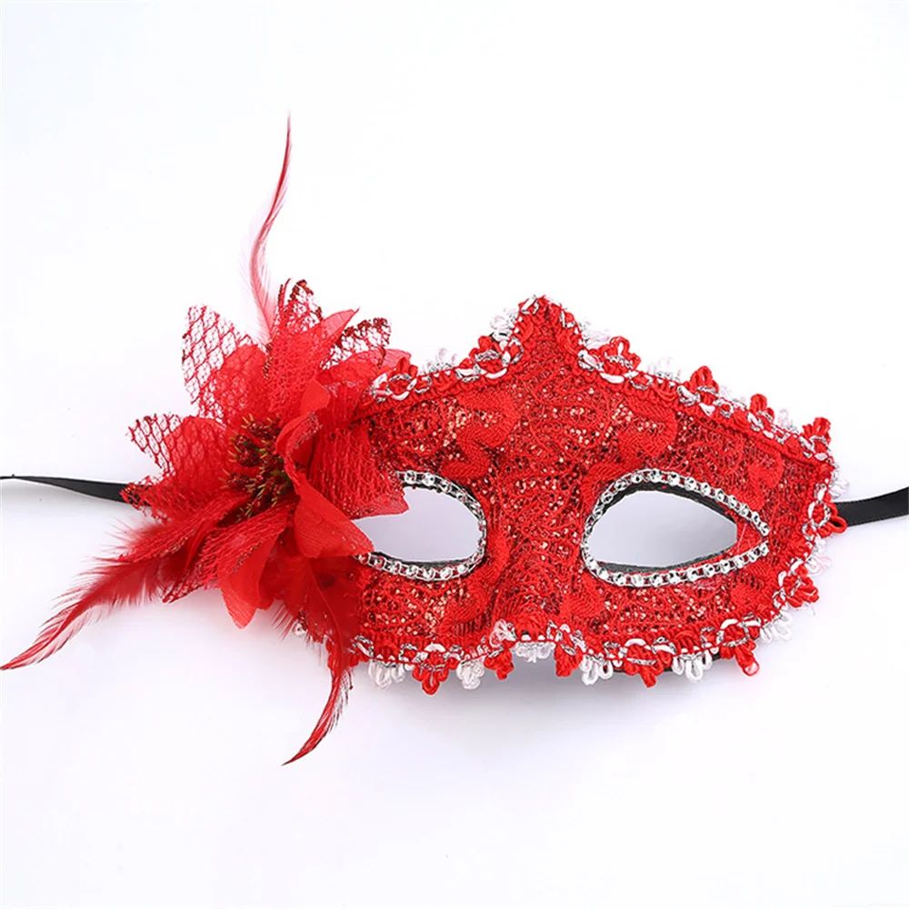 Halloween Mask Masquerade Princess Half Face Lace Plus Flower Children Adult Eye Mask Female Party Performance Props