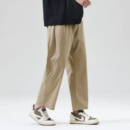 Calça Masculina Casual Cleanfit Estilo Americano para Esportes ao Ar Livre Nove Pontas Solta em Tela Confortável Elegante e Sofisticada