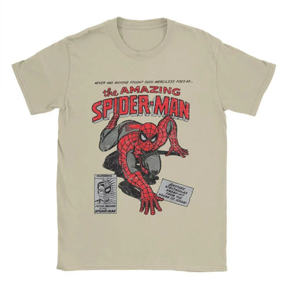 Spider-man Spiderman Movie Retro Comic Men T Shirts Creative Tees Round Neck T-Shirt 100% Cotton Birthday Present Tops