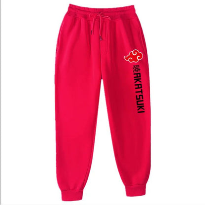 Calças de Moletom Akatsuki de Anime Mais Vendidas Calças de Lã Estampadas de Moda Masculinas Femininas para Corrida Hip Hop Roupas de Rua S-3GG