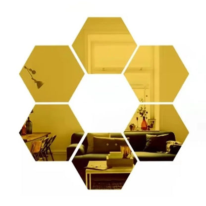 3/6/12pcs 3D Hexagon Mirror Wall Sticker DIY TV Background Living Room Stickers Wall Decor Bedroom Bathroom Home Decoration