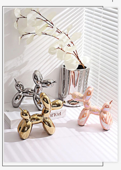 11/21CM Mini Ceramic Balloon Dog Sculpture Abstract Ornament Study Room Statue Home Office Accessories Festival Decoration ?