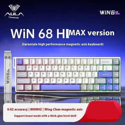 Teclados Win60 Win68 Aula com Teclas Magnéticas 8K, Teclado Mecânico para Jogos, Teclado com Fio para Esports com Luz RGB e Hot-Swap para PC Gamer (Presente)