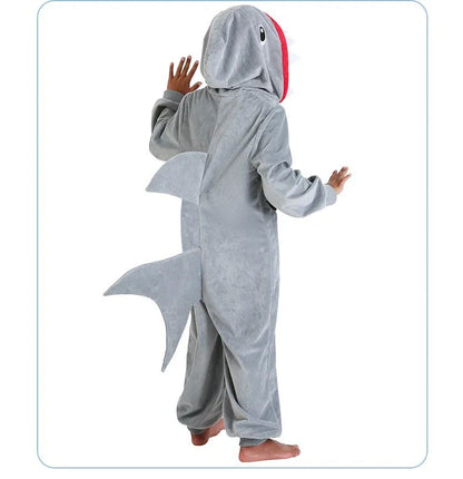 Shark Costume Boys Girls Grey Shark Cosplay Ocean Animal Theme Party Halloween Carnival Dress Kids Game Play Stage Performance