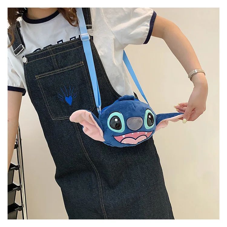 Disney Lilo & Stitch Plush Toys Kawaii Plush Messenger Bag Girl Handbag Anime Stuffed Toys Children Cartoon Plushie Soft Bag