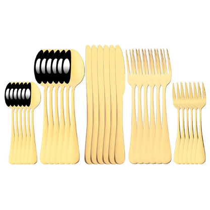 Conjunto de Talheres de Aço Inoxidável Colorido de 6/30 Peças, Faca, Garfo de Bolo, Colher de Chá, Conjunto de Talheres de Cozinha, Pratos