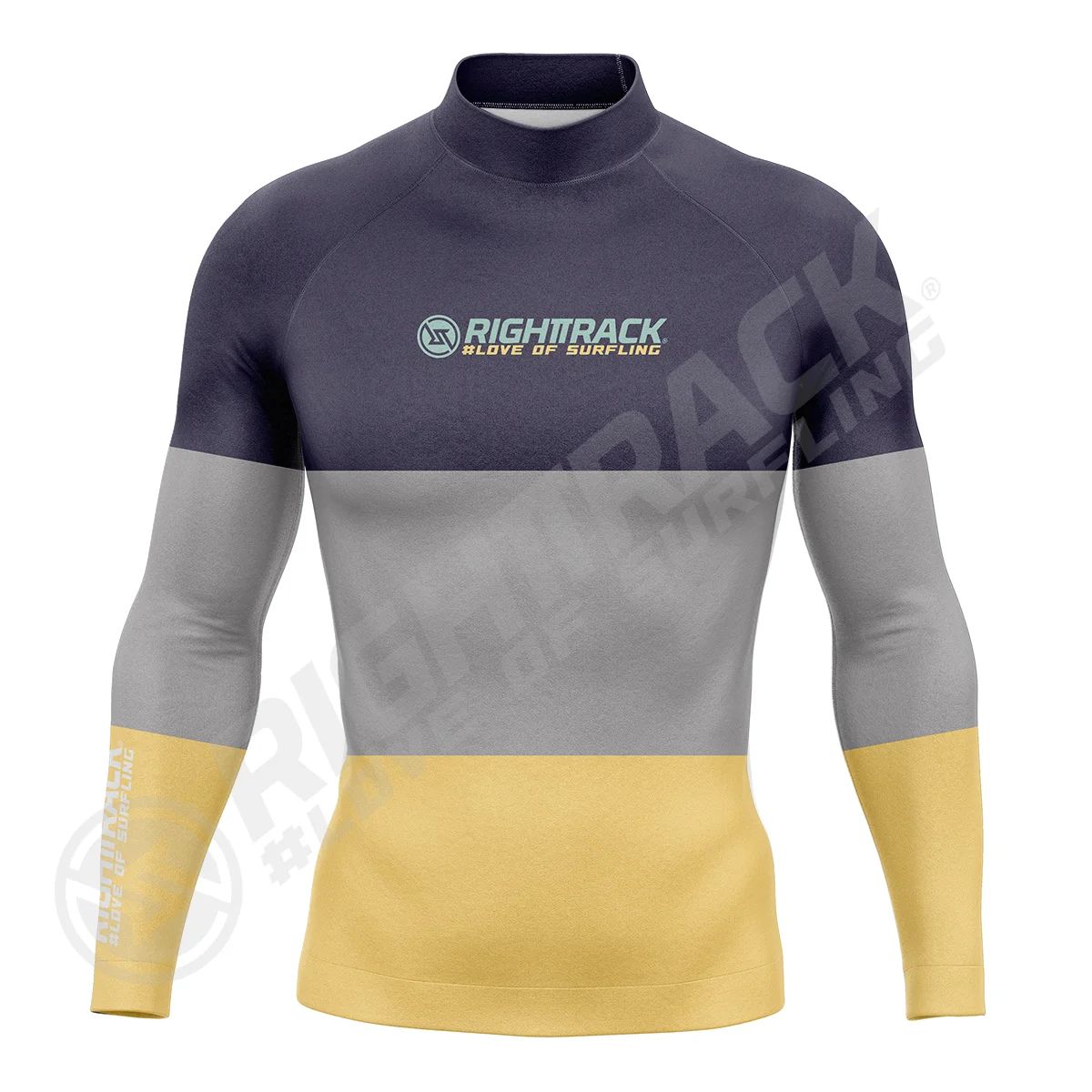 New Men's Surfing Shirt Three Contrasts Lycra Rashguard RIGHTTRACK Surf Sportswear Beach UV Protection Swimwear UPF50  Clothes