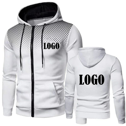 Men's Zip Up Hoodie Customizable Logo Fleece Lined Soft Warm Casual Jacket Outdoor Sports Hip Hop Streetwear