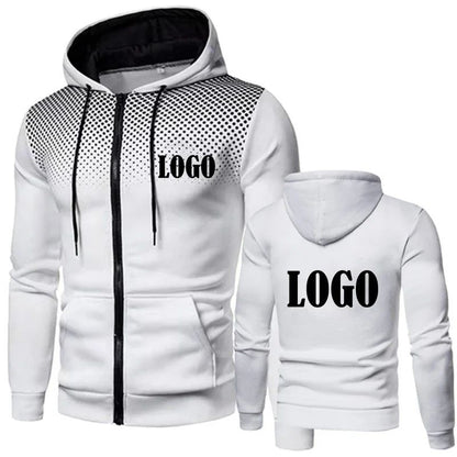 Men's Zip Up Hoodie Customizable Logo Fleece Lined Soft Warm Casual Jacket Outdoor Sports Hip Hop Streetwear