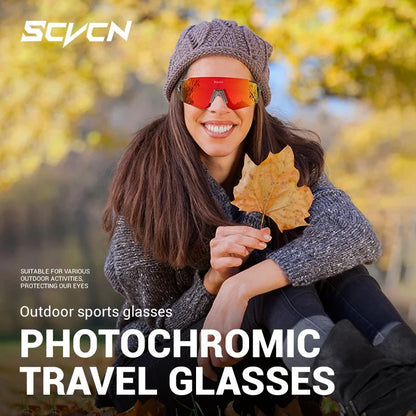 Óculos de Sol Fotocromáticos SCVCN Óculos de Ciclismo para Esportes ao Ar Livre Masculino Feminino MTB Escalada Óculos de Condução para Bicicleta Novo