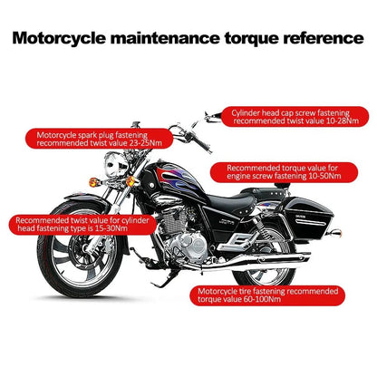 Chave de Torque 10-210N.m 1/2" com Catraca Reversível de Precisão Profissional para Bicicleta, Moto e Automóveis