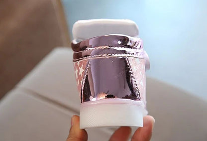 Children's Led Sneakers Girls Cute Glowing Princess Shoes Toddler Luminous Non-slip Footwear Kids Soft Bottom Lighted Sneakers