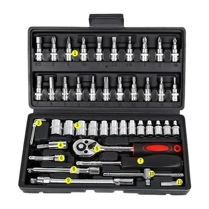 Jogo de Caixa de Ferramentas para Moto Chave Catraca Rápida 150/46pçs Jogo de Soquetes Bits Caixa de Ferramentas de Grau Industrial Ferramentas de Reparação Automotiva Manutenção de Carros
