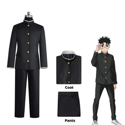 Anime Dandadan Ken Takakura Cosplay Costume Okarun School Uniform Black Jacket Gakuran Outfit Glasses Halloween Unisex Costume