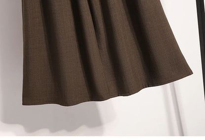 Solid Versatile Medium Length Pleated Skirt 2026 Plus Size Skirts A-Line Maxi Gown Spring Autumn New Half-length Umbrella Skirt