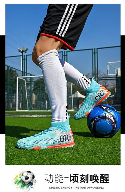 New Men Soccer Shoes High-top Futsal Cleats Sneakers Football Boots Grass High-quality Non-Slip Match Indoor Hot-selling FG/TF