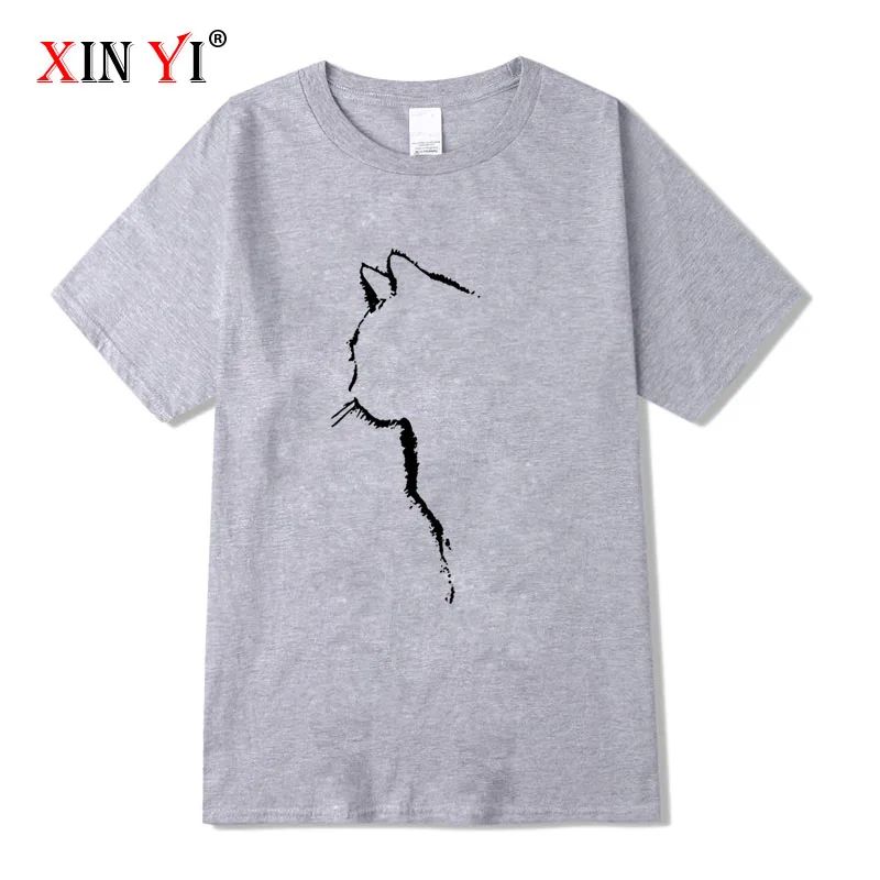 Men's T-shirt Top Quality 100% Cotton Short Sleeve Cool Cat Print O-neck Casual Loose Hip Hop for Men Summer Male Tee Top
