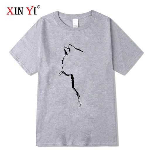Men's T-shirt Top Quality 100% Cotton Short Sleeve Cool Cat Print O-neck Casual Loose Hip Hop for Men Summer Male Tee Top