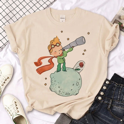 The Little Prince Print Tee Women T-shirts Harajuku Tshirt Girl 2000s Clothing kawaii Print T Shirt For Women